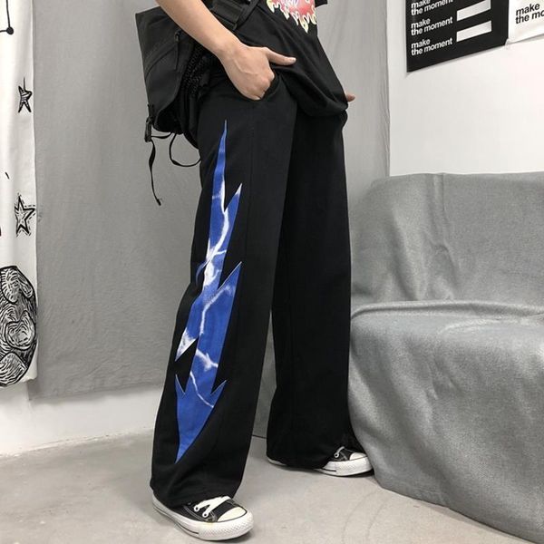 women's pants & capris harajuku streetwear black jogging sports women lightening print sweatpants hippie wide leg trousers female, Black;white
women's pants & capris harajuku streetwear black jogging sports women lightening print sweatpants hippie wide leg trousers female, Black;white