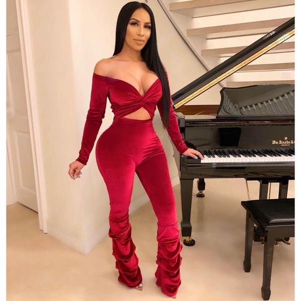 women's jumpsuits & rompers echoine off-shoulder slash women jumpsuit skinny hollow out fold pleated pants velvet ladies party club, Black;white
women's jumpsuits & rompers echoine off-shoulder slash women jumpsuit skinny hollow out fold pleated pants velvet ladies party club, Black;white