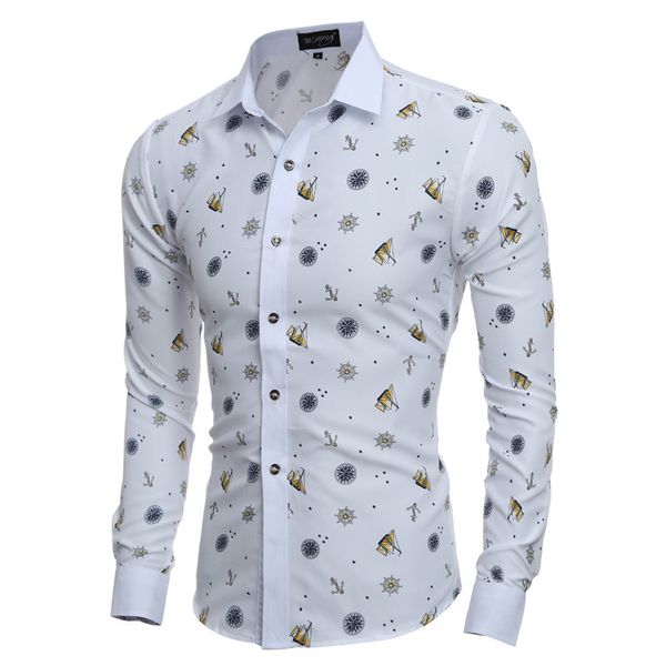 boutique fashion shirt men's printing casual slim lapel long sleeve, White;black
boutique fashion shirt men's printing casual slim lapel long sleeve, White;black