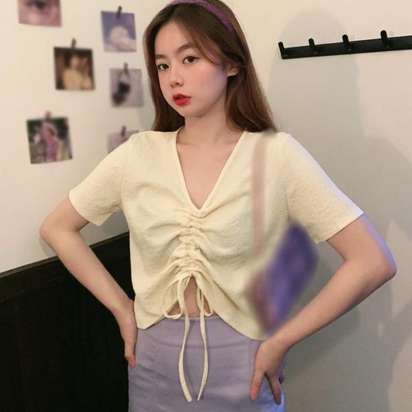 women's blouses & shirts 2021 women's solid v neck pleated loose casual sweet short sleeve blouse, White
women's blouses & shirts 2021 women's solid v neck pleated loose casual sweet short sleeve blouse, White