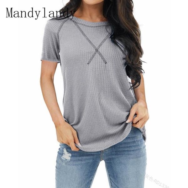 women's t-shirt mandylandy short sleeve summer solid color casual slim o-neck pullover, White
women's t-shirt mandylandy short sleeve summer solid color casual slim o-neck pullover, White