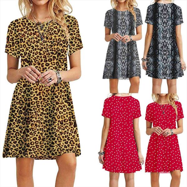 26 color summer womans women dresses printed short sleeve mini causal crew neck basic a line floral leopard thick, Black;gray
26 color summer womans women dresses printed short sleeve mini causal crew neck basic a line floral leopard thick, Black;gray