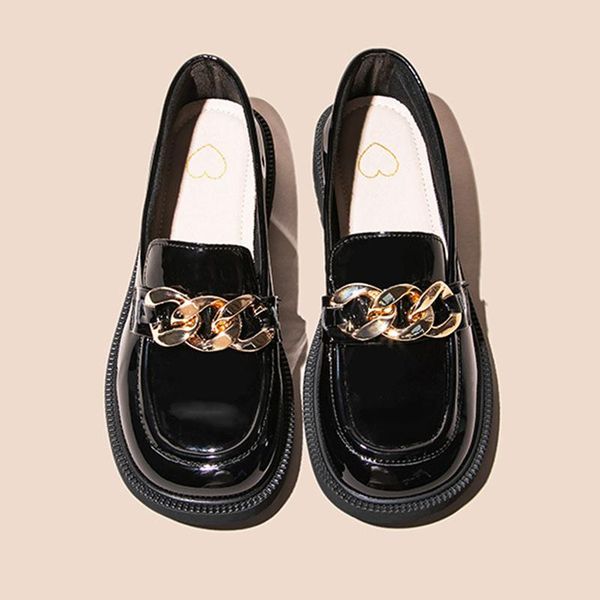dress shoes leather loafers women's round toe single flat bottom retro one-legged lazy small tide, Black
dress shoes leather loafers women's round toe single flat bottom retro one-legged lazy small tide, Black
