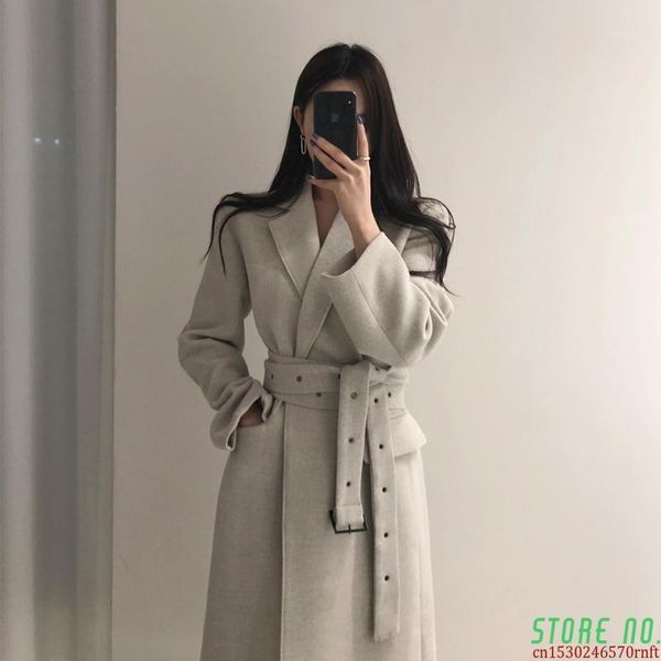 women's wool & blends woman coats winter long with belt office lady fashion lace up outerwear, Black
women's wool & blends woman coats winter long with belt office lady fashion lace up outerwear, Black