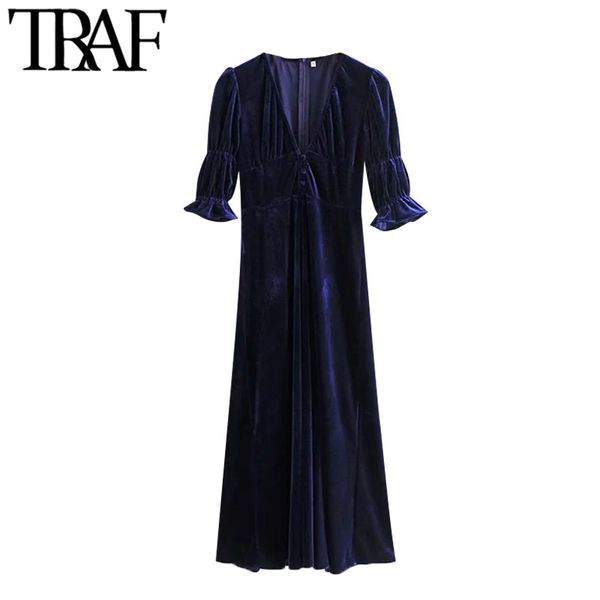 traf women elegant fashion with buttons velvet midi dress vintage puff sleeve back zipper female dresses vestidos 210415, Black;gray
traf women elegant fashion with buttons velvet midi dress vintage puff sleeve back zipper female dresses vestidos 210415, Black;gray