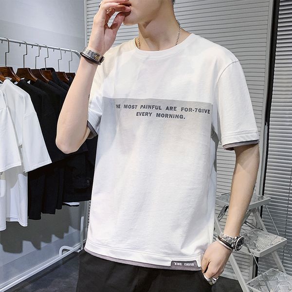 men's t shirts summer korean youth loose brand cotton t-shirt short sleeve fashion, White;black
men's t shirts summer korean youth loose brand cotton t-shirt short sleeve fashion, White;black