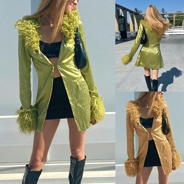 women's wool & blends women furry coat, long sleeve solid color fancy jacket elegant casual outfit garment, Black
women's wool & blends women furry coat, long sleeve solid color fancy jacket elegant casual outfit garment, Black