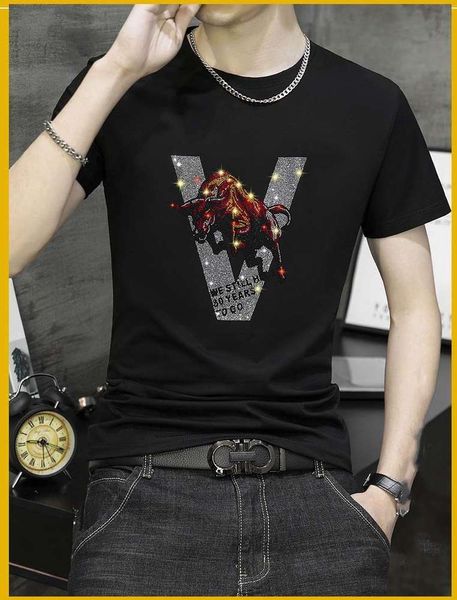 summer personality fashion brand pure cotton drilling trend slim short-sleeved t shirt men, White;black
summer personality fashion brand pure cotton drilling trend slim short-sleeved t shirt men, White;black