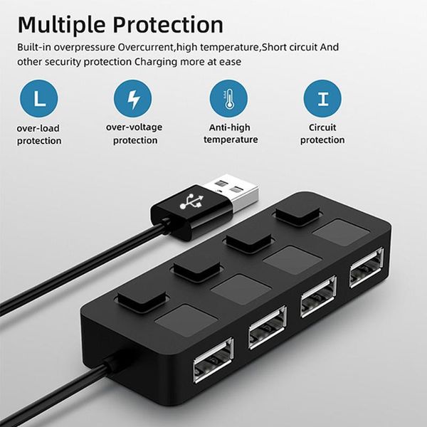 high speed 4 ports usb 2.0 hub splitter expander with independent on/off switch fast transmission data adapter for pc computer hubs
high speed 4 ports usb 2.0 hub splitter expander with independent on/off switch fast transmission data adapter for pc computer hubs