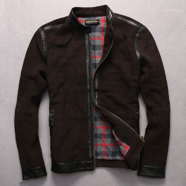 men's leather & faux style british suede jacket dark brown real sheepskin coat men slim clothing for male, Black
men's leather & faux style british suede jacket dark brown real sheepskin coat men slim clothing for male, Black