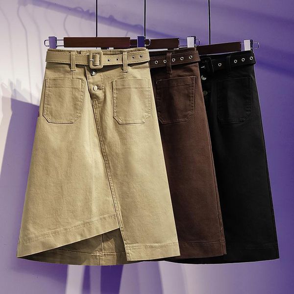 skirts spring autumn fashion women high waist asymmetrical skirt double pocket cotton denim casual knee-length skirt plus size s9, Black
skirts spring autumn fashion women high waist asymmetrical skirt double pocket cotton denim casual knee-length skirt plus size s9, Black