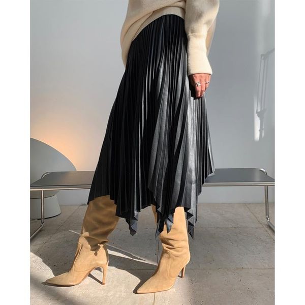 skirts winter women skirt style three-dimensional high waist pleated loose and thin irregular long leather, Black
skirts winter women skirt style three-dimensional high waist pleated loose and thin irregular long leather, Black