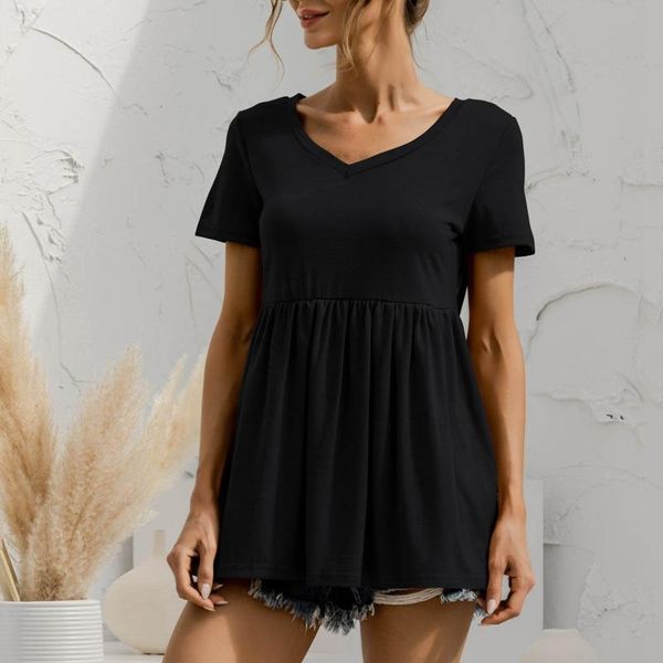women's t-shirt summer harajuku woman tshirts solid pleats ruched v-neck short sleeve irregular graphic t shirts camisetas mujer, White
women's t-shirt summer harajuku woman tshirts solid pleats ruched v-neck short sleeve irregular graphic t shirts camisetas mujer, White
