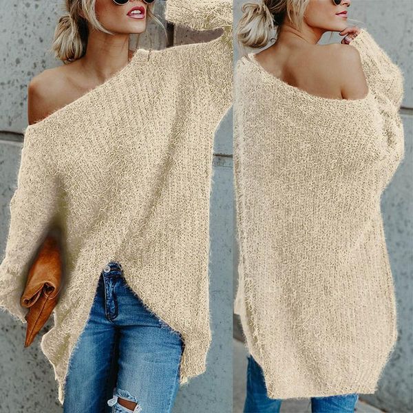 women's sweaters women sweater loose off shoulder long sleeve pullover knitwear, White;black
women's sweaters women sweater loose off shoulder long sleeve pullover knitwear, White;black