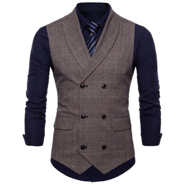 men's vests 2021 mens vest casual business men suit plaid waistcoat slim korean fashion double breasted, Black;white
men's vests 2021 mens vest casual business men suit plaid waistcoat slim korean fashion double breasted, Black;white