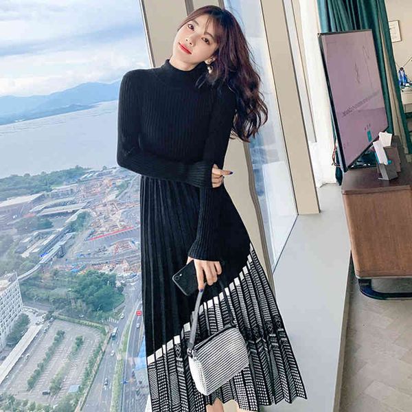 dresses autumn winter women patchwork knitted sweater fenimine vestidos long sleeve o-neck slim vintage thick warm pleated, Black;gray
dresses autumn winter women patchwork knitted sweater fenimine vestidos long sleeve o-neck slim vintage thick warm pleated, Black;gray