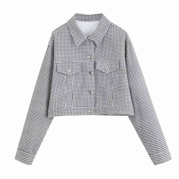 women houndstooth demin cropped jacket single breasted casual outwear coat chic female streetwear 210521, Black;brown
women houndstooth demin cropped jacket single breasted casual outwear coat chic female streetwear 210521, Black;brown