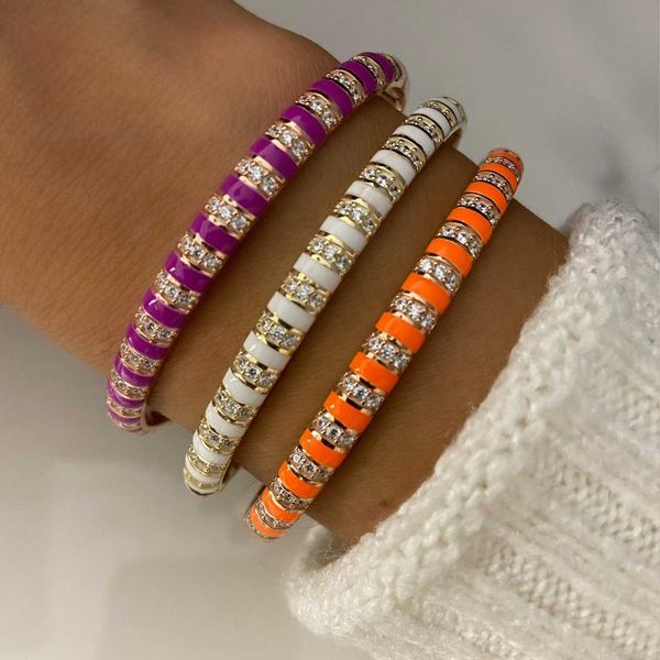 gold color white black pink orange enamel clear cz colorful fashion women bangle bracelet 2021 new q0717
gold color white black pink orange enamel clear cz colorful fashion women bangle bracelet 2021 new q0717