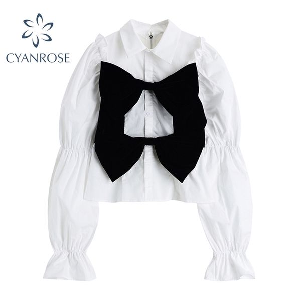vintage crop blouses and shirts for women spliced bownot design puff long sleeve zipper elegant korean party fashion blusas 210430, White
vintage crop blouses and shirts for women spliced bownot design puff long sleeve zipper elegant korean party fashion blusas 210430, White