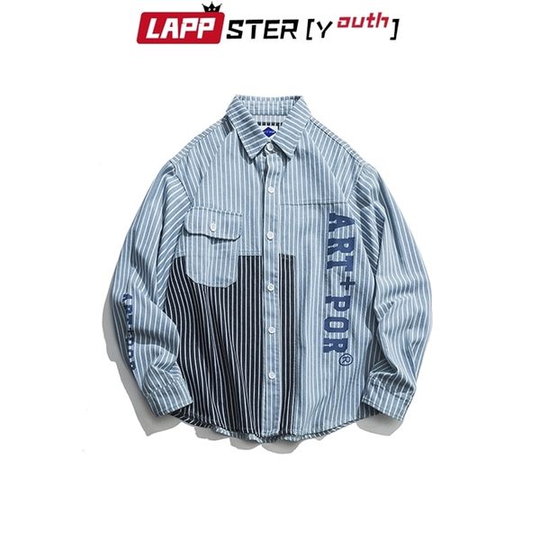 lappster men harajuku striped denim shirts streetwear korean vintage casual long sleeve hip hop designer blue jeans 210420, White;black
lappster men harajuku striped denim shirts streetwear korean vintage casual long sleeve hip hop designer blue jeans 210420, White;black