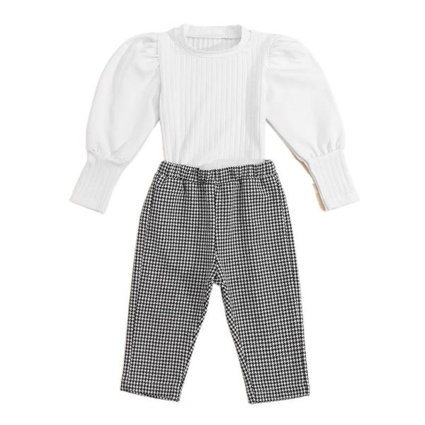 clothing sets imcute toddler kids fashion 2pcs outfits girls solid color puff sleeve round neck pullover + plaid print pants 1-6years, White
clothing sets imcute toddler kids fashion 2pcs outfits girls solid color puff sleeve round neck pullover + plaid print pants 1-6years, White