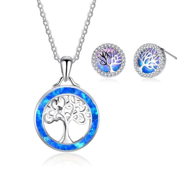 earrings & necklace trendy jewelry set cute tree design blue imitation fire opal pendant with for women charm wedding lover gift, Silver
earrings & necklace trendy jewelry set cute tree design blue imitation fire opal pendant with for women charm wedding lover gift, Silver
