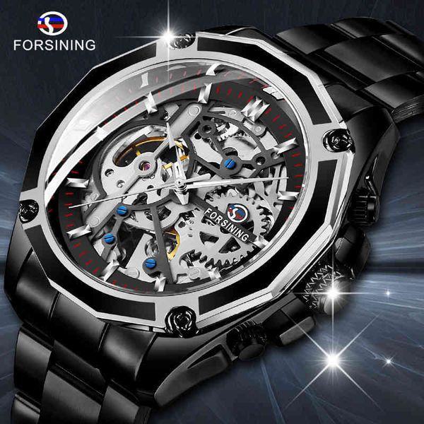 retro fashion forsining 2021 men's automatic mechanical watch brand luxury full black design luminous hands skeleton clock, Slivery;brown
retro fashion forsining 2021 men's automatic mechanical watch brand luxury full black design luminous hands skeleton clock, Slivery;brown