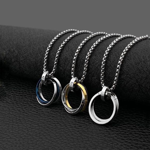 fashionable hip-hop male titanium steel necklace three circles literary and artistic wild couple pendant necklaces, Silver
fashionable hip-hop male titanium steel necklace three circles literary and artistic wild couple pendant necklaces, Silver