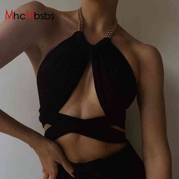 women's black camisole metal chain halter bandage strap camis s female summer slim cropped party clubwear tanks 210517, White
women's black camisole metal chain halter bandage strap camis s female summer slim cropped party clubwear tanks 210517, White