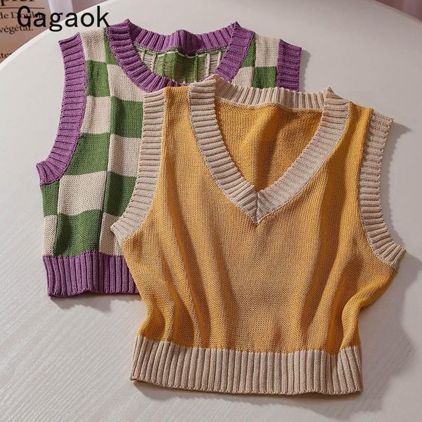 women's vests gagaok sweater vest women 2021 summer vintage patchwork plaid slim knitted outwear fashion chic wild clothing, Black;white
women's vests gagaok sweater vest women 2021 summer vintage patchwork plaid slim knitted outwear fashion chic wild clothing, Black;white