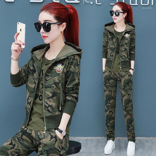 camouflage three piece set tracksuit women zipper + t-shirt pants suit 3pcs hoodies sets female military sporting suits women's two, White
camouflage three piece set tracksuit women zipper + t-shirt pants suit 3pcs hoodies sets female military sporting suits women's two, White
