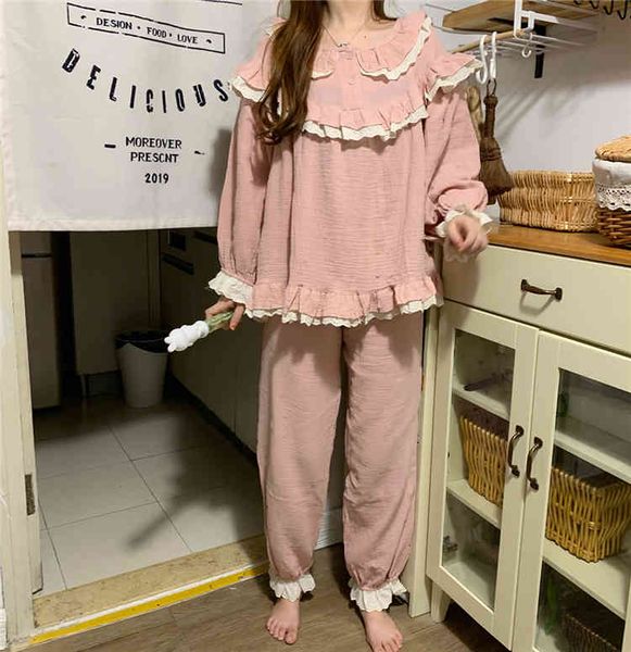 women's sleepwear lolita princess cute pajamas set long sleeve ruffles home suit solid loose autumn winter pants sleepwear pink bl, Black;red
women's sleepwear lolita princess cute pajamas set long sleeve ruffles home suit solid loose autumn winter pants sleepwear pink bl, Black;red