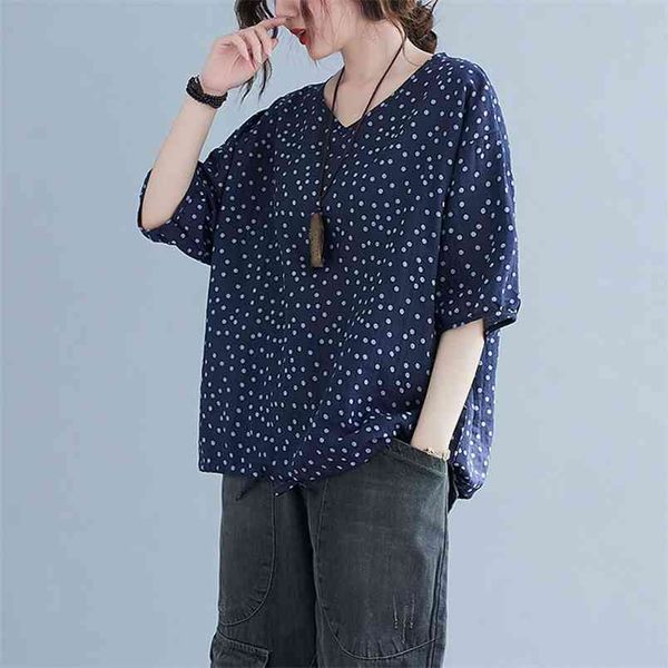 arrival summer arts style women casual short sleeve polka dot print t shirt v-neck cotton linen t-shirt big size w261 210512, White
arrival summer arts style women casual short sleeve polka dot print t shirt v-neck cotton linen t-shirt big size w261 210512, White