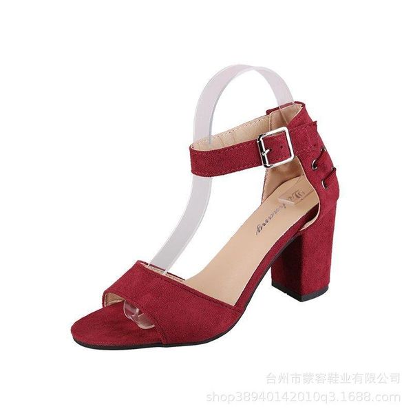 fashion summer fish mouth sandals women middle heel button strap high shoes suede dress, Black
fashion summer fish mouth sandals women middle heel button strap high shoes suede dress, Black