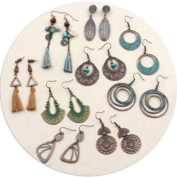 bohemian tassel earring set women's metal trinket, Black
bohemian tassel earring set women's metal trinket, Black