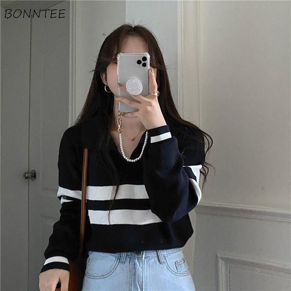 women's sweaters pullovers women panelled striped casual v-neck long sleeve knitted autumn femme clothes loose preppy style vintage har, White;black
women's sweaters pullovers women panelled striped casual v-neck long sleeve knitted autumn femme clothes loose preppy style vintage har, White;black