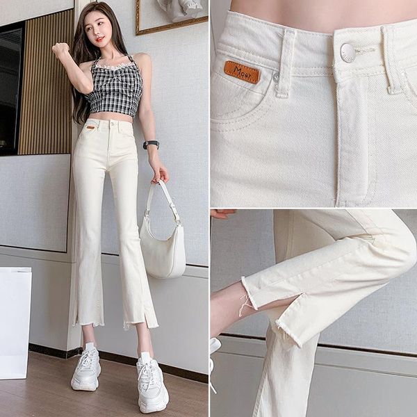 women's jeans mini laka pants white female summer small eight thin high waist slit wide leg nine minutes bell bottoms, Blue
women's jeans mini laka pants white female summer small eight thin high waist slit wide leg nine minutes bell bottoms, Blue