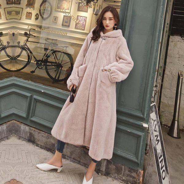 women's fur & faux import crown posed hat pink velvet mink coat female long the, Black
women's fur & faux import crown posed hat pink velvet mink coat female long the, Black