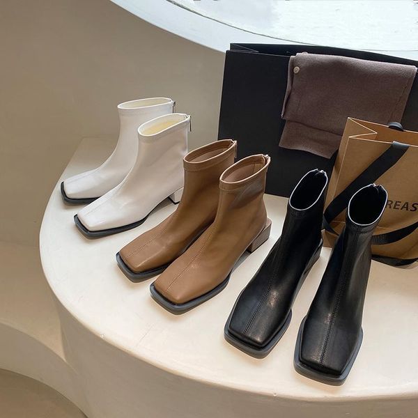 boots square toe women sock black/white/brown side zipper flat mid heeled stretch woman party pumps elastic shoes size 39
boots square toe women sock black/white/brown side zipper flat mid heeled stretch woman party pumps elastic shoes size 39