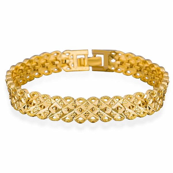 women's 24k gold plate hollow link chain bracelets njgb017 fashion watch buckle yellow gold plated bracelet, Black
women's 24k gold plate hollow link chain bracelets njgb017 fashion watch buckle yellow gold plated bracelet, Black