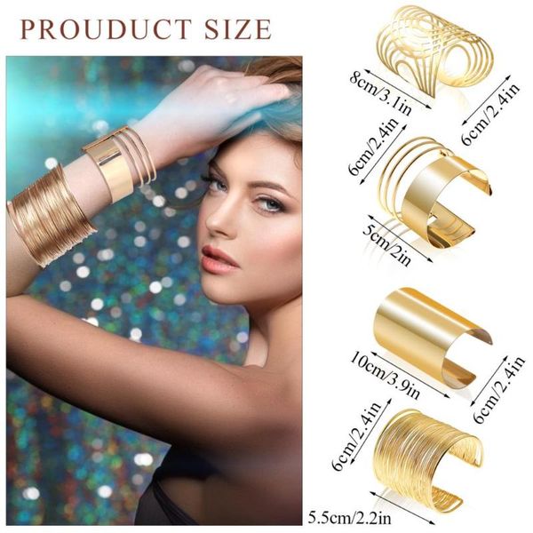 bangle 4pcs/set gold for women open wide wire bracelets exaggerated metal pattern hollow, Black
bangle 4pcs/set gold for women open wide wire bracelets exaggerated metal pattern hollow, Black