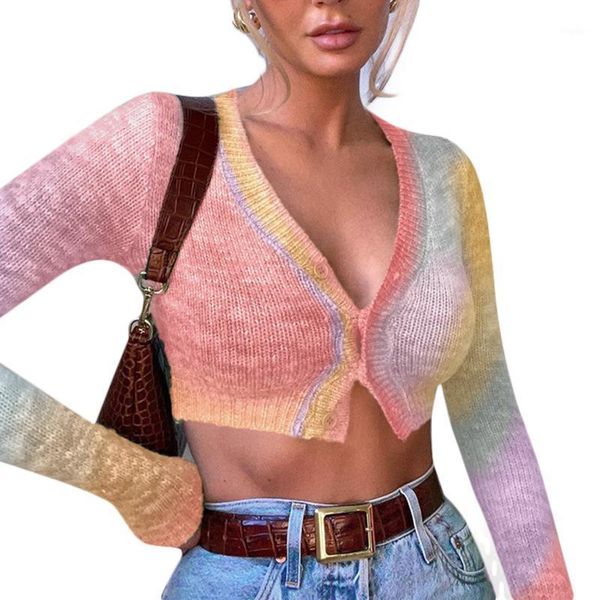 women's knits & tees women button down crop elegant long sleeve v-neck tie dye print knit sweater, White
women's knits & tees women button down crop elegant long sleeve v-neck tie dye print knit sweater, White