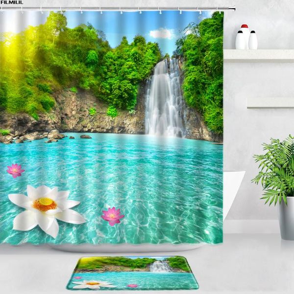 shower curtains rural waterfall landscape bath mats set green plants white lotus natural scenery bathroom door pad non-slip rugs
shower curtains rural waterfall landscape bath mats set green plants white lotus natural scenery bathroom door pad non-slip rugs