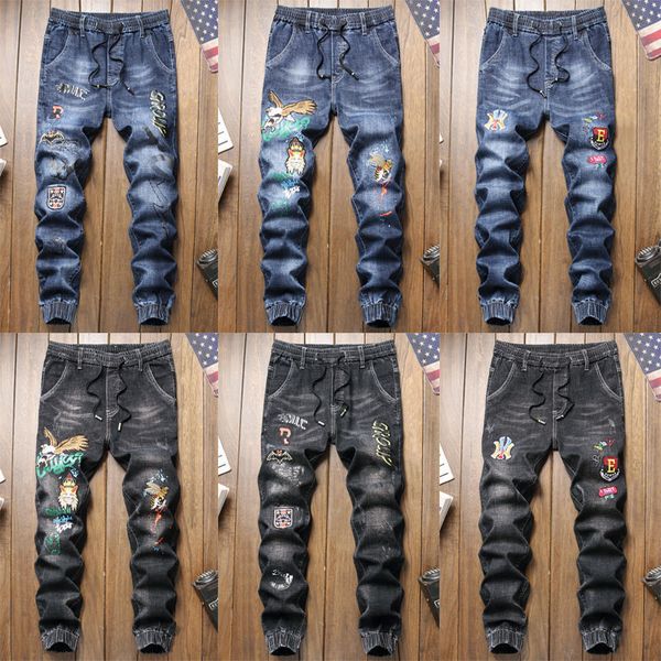 men's jeans elastic ankle-tied male brem pants in fashion fall and winter torn stylist, Blue
men's jeans elastic ankle-tied male brem pants in fashion fall and winter torn stylist, Blue