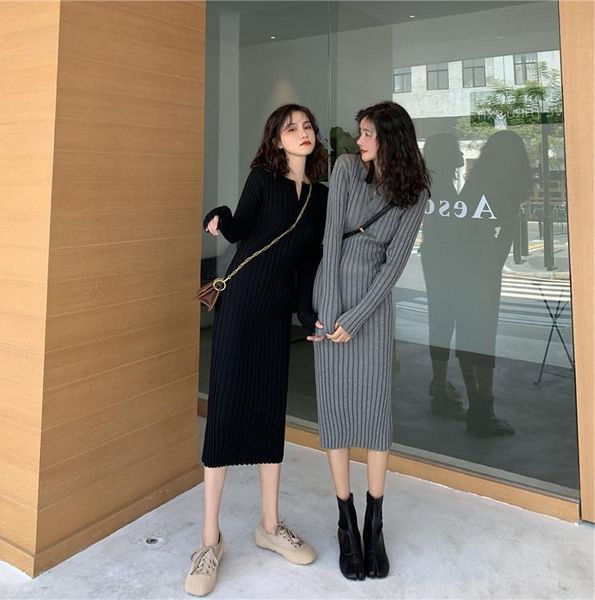 casual dresses dress 2021 style women's spring waist hugging slimming elegant sweater long underwear jersey children, Black;gray
casual dresses dress 2021 style women's spring waist hugging slimming elegant sweater long underwear jersey children, Black;gray