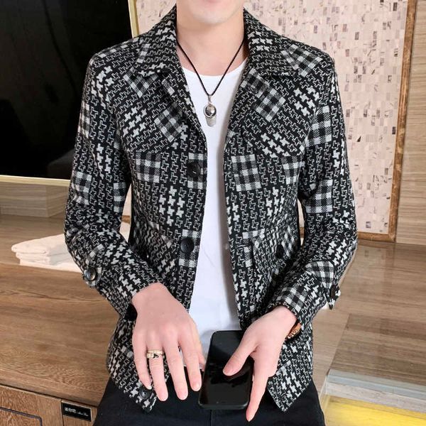 casual plaid jacket men autumn winter youth woolen trench coat jacket steetwear outwear windbreaker erkekler 210527, Black
casual plaid jacket men autumn winter youth woolen trench coat jacket steetwear outwear windbreaker erkekler 210527, Black