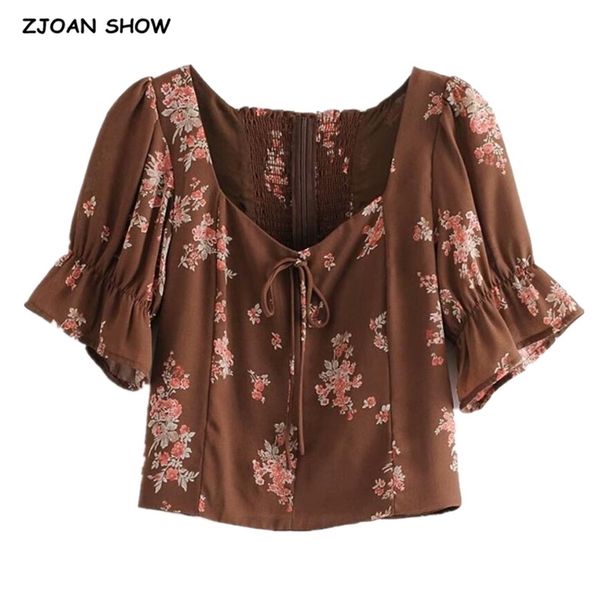 vintage france back elastic ruched coffee floral print shirt bow crop women chiffon short puff sleeve blouse 210429, White
vintage france back elastic ruched coffee floral print shirt bow crop women chiffon short puff sleeve blouse 210429, White