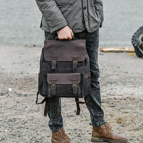 backpack vintage canvas men multifunctional lapbackbags fashion leather school bags waterproof outdoor travel rucksack
backpack vintage canvas men multifunctional lapbackbags fashion leather school bags waterproof outdoor travel rucksack