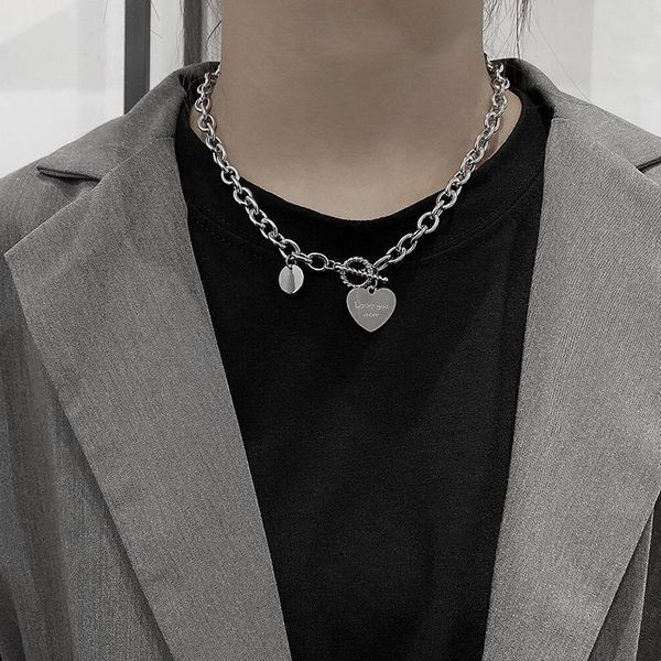 pendant necklaces fasion heart thick chain choker necklace simple titanium steel silver color for women girls jewelry gift
pendant necklaces fasion heart thick chain choker necklace simple titanium steel silver color for women girls jewelry gift