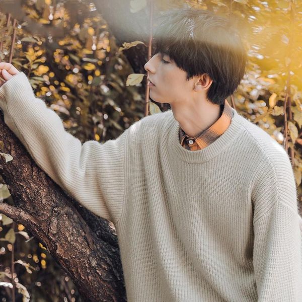 men's sweaters chinese style 2021 autumn and winter solid color knitted sweater loose oversized round neck pullover, White;black
men's sweaters chinese style 2021 autumn and winter solid color knitted sweater loose oversized round neck pullover, White;black